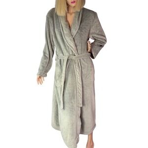 Jasmine Rose Plush Floral Print Robe Pockets Cozy Loungewear Sleepwear OS